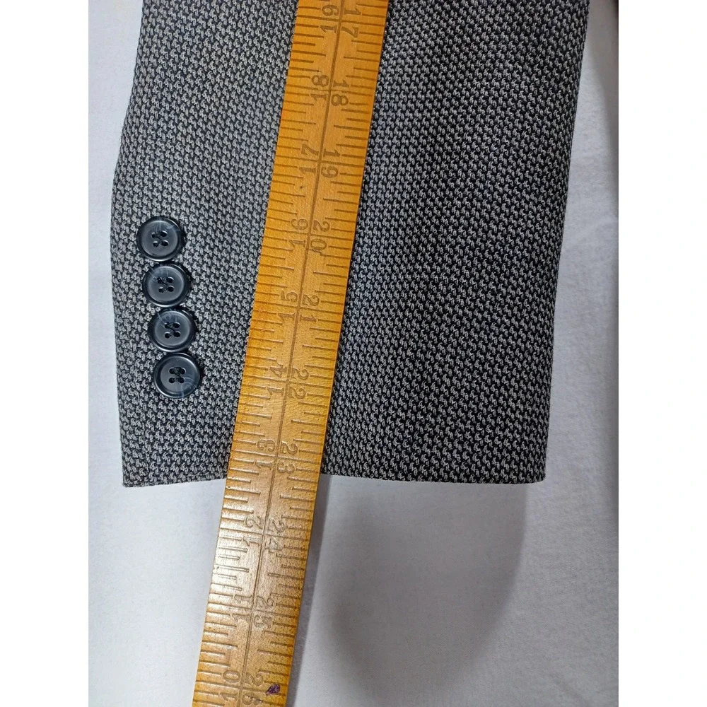 Mens‎ Haggar Blazer Jacket 44S Houndstooth Wool Blend Business Casual Gray